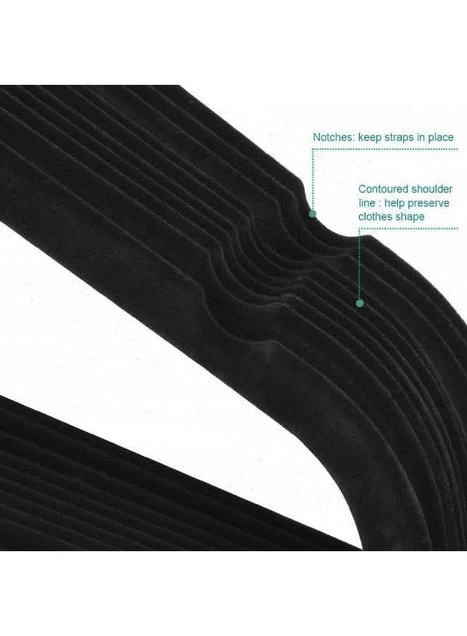 لوفت شماعات ملابس، شماعات مخملية، شماعات بخطاف دوار 360 درجة، تصميم كتف مسنن للملابس، شماعات ملابس متينة وقوية، عبوة من 16 قطعة (أسود) - Image 3