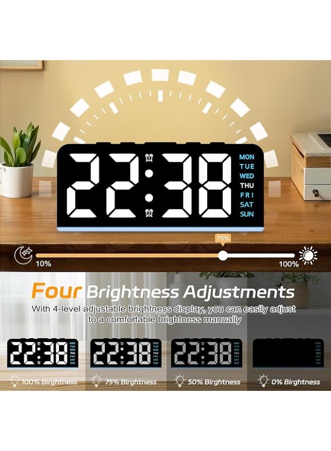 Y&D 6.8'' Digital Alarm Clock, LED Digital Clock with Ambient Light, with Day/Date/Temperature / 12 / 24H / Dual Alarm/Snooze, Bedside Desk Table Clock, for Office Bedroom Kids Elderly - Image 5