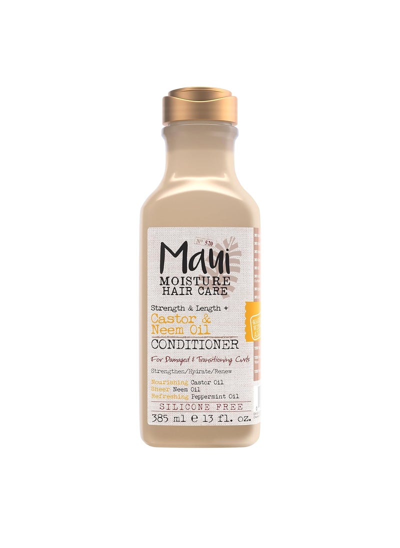 MAUI MOISTURE Maui Moisture Strength  Length  Castor  Neem Oil Conditioner Curly Hair Product for Dry Damaged Hair 13 Fl Oz 