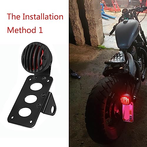 NATGIC 12V Led Red Motorcycle Side Mount Tail Light with Black License Plate Bracket, Brake Light, Stop Running Light, Indicator Light for Locomotive Har*ley Bobber Chopper Suzuki Yamaha (1 Pack) - Image 4