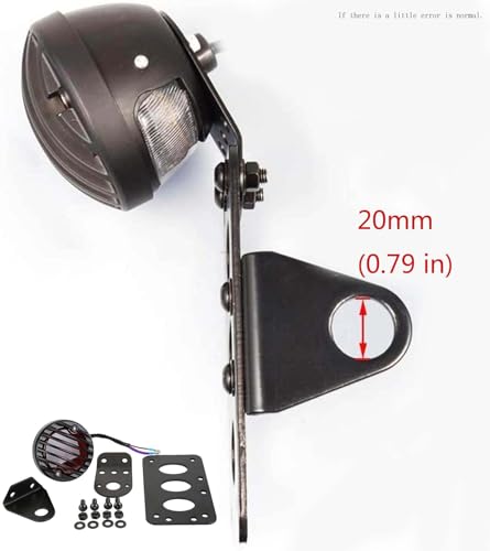 NATGIC 12V Led Red Motorcycle Side Mount Tail Light with Black License Plate Bracket, Brake Light, Stop Running Light, Indicator Light for Locomotive Har*ley Bobber Chopper Suzuki Yamaha (1 Pack) - Image 2