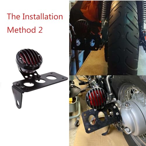 NATGIC 12V Led Red Motorcycle Side Mount Tail Light with Black License Plate Bracket, Brake Light, Stop Running Light, Indicator Light for Locomotive Har*ley Bobber Chopper Suzuki Yamaha (1 Pack) - Image 5