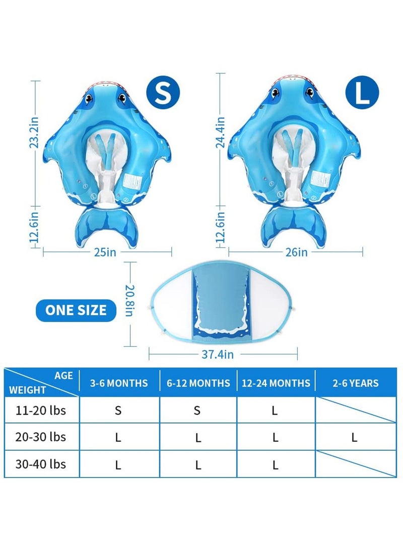 GT-WHEEL Baby Swimming Floater Inflatable Baby Pool Float Ring with Sun Protection Canopy and Safety Tail - Image 2