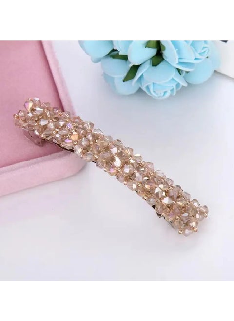 Elegant Crystal Rectangle Hair Clip - Golden Metal Barrette Hairpin Hair Accessories