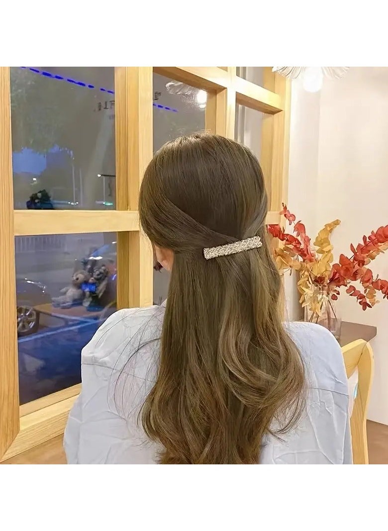 Goolsky - Elegant Crystal Rectangle Hair Clip - Golden Metal Barrette Hairpin Hair Accessories - Image 1