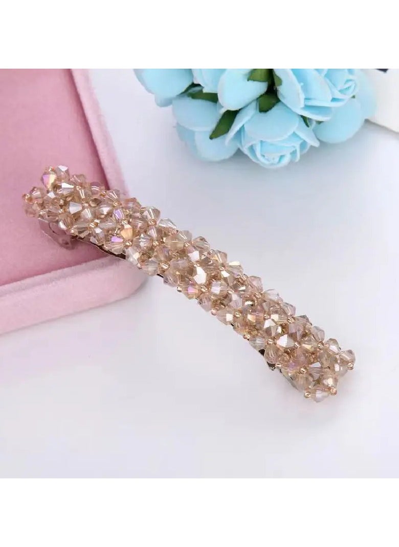 Goolsky - Elegant Crystal Rectangle Hair Clip - Golden Metal Barrette Hairpin Hair Accessories - Image 1