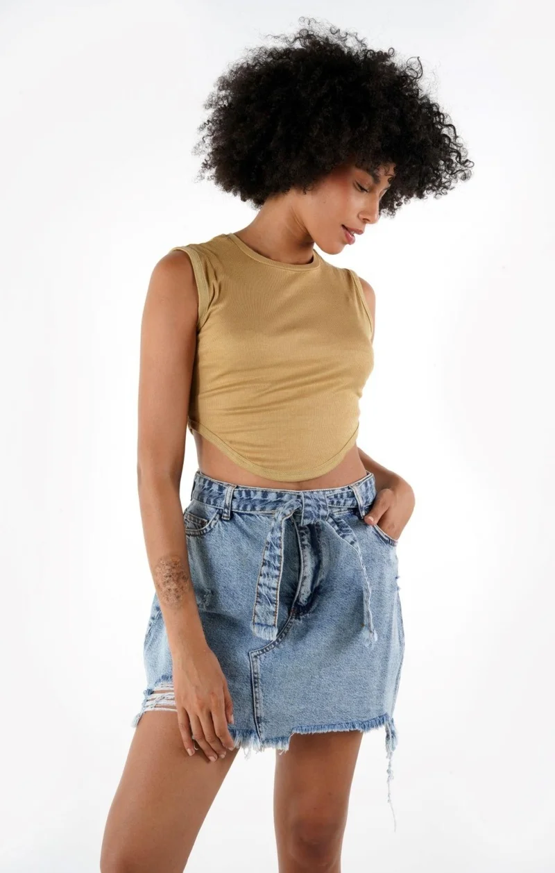 Alexander Gardi Alexandergardi Special Collection Ripped Detail Belted Denim Skirt (2023M)