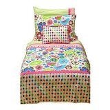 Bacati Bacati Botanical Sanctuary Multicolor Pink 4 Piece Girls Toddler Bedding Set 100 Percent Cotton Includes Reversible Comforter Fitted Sheet Top Sheet and Pillow Case
