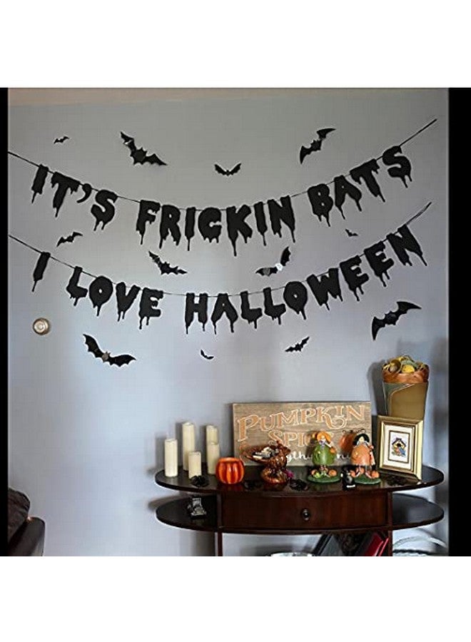 LeeSky Black Glittery It's Frickin Bats I Love Halloween Banner- Halloween Theme Party Decorations,Halloween Party Supplies,Mantle Home Decor,Yard Decor - Image 4