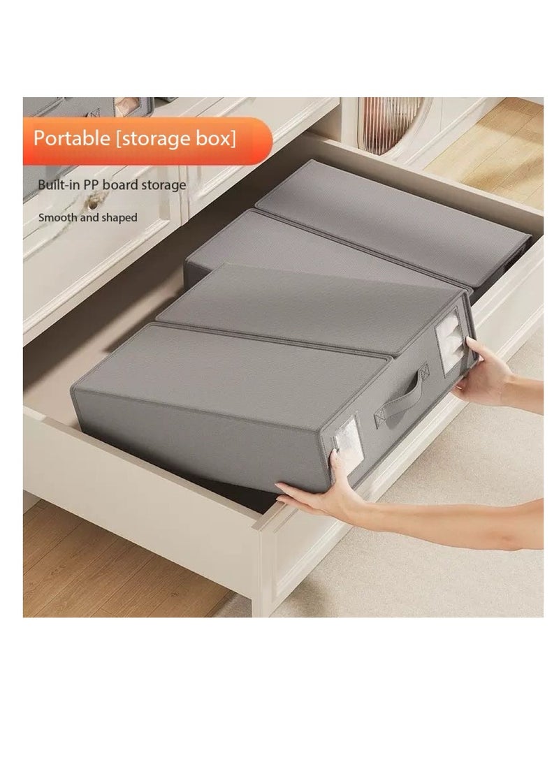 Bed Sheet Organizer,Foldable Sheet Set Organizer with Visible Window & Label,Bedding Storage Box for Duvet Covers, Blankets & Linens,Sturdy Oxford Fabric, Breathable & Moisture-Proof Closet Organizer(2pack-Grey)  - Image 3