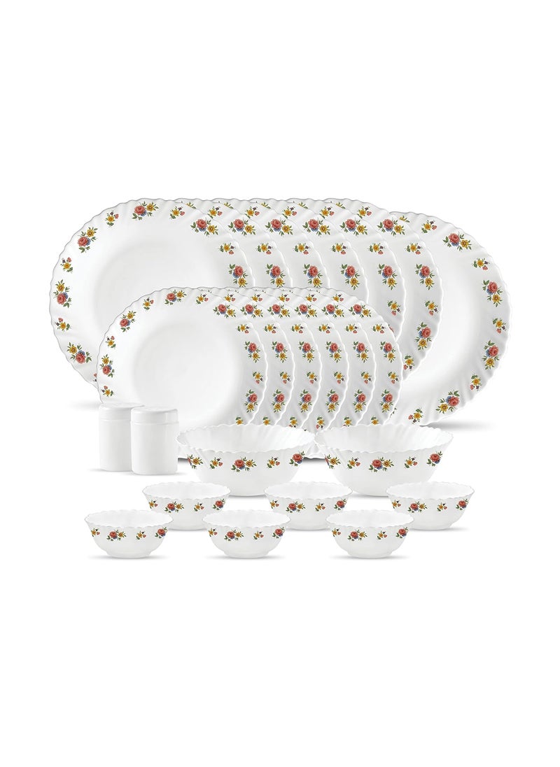 La Opala La Opala, Novo Collection, Opal Glass Dinner Set 23 pcs, Petite Roses, White, Standard  - Image 1