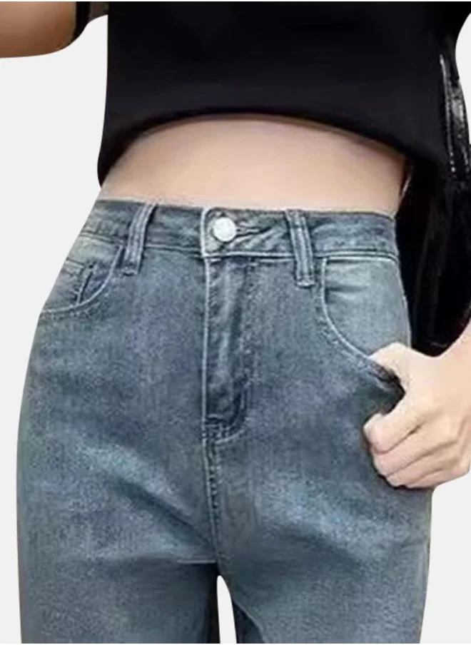 YUNIQEE Blue Straight Fit High-Rise Light Fade Denim Jeans