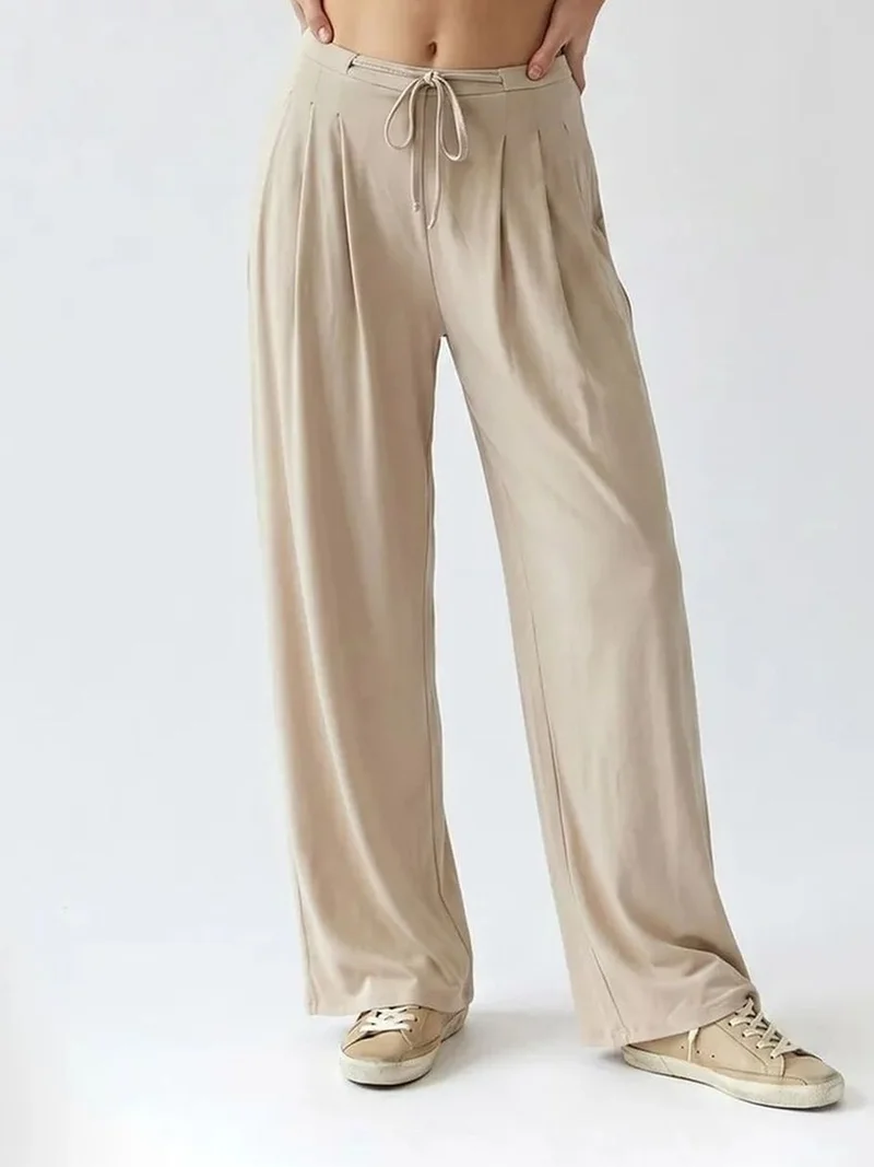 MIXRAY Women's High-waist Wide-leg Jersey Trousers