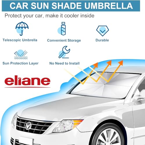 Eliane Car Sun Shade Windshield Cover - Foldable Umbrella Sun Shade for Car Front Window, Sun Protection & Heat Insulation, Carbrella, Full Cover for Most Vehicles - Image 4