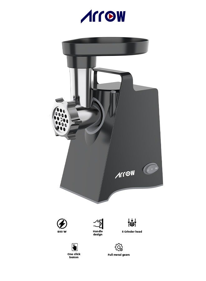 ارو مفرمة لحوم كهربائية بقوة 800 واط، وظيفة عكسية | ألواح تقطيع معدنية وتروس | شفرات من الفولاذ المقاوم للصدأ | 2.3 كجم | 3 أقراص تقطيع من سبائك معدنية (3 مم، 5 مم، 7 مم) | أداة صنع النقانق والكبة | ضوضاء منخفضة | أقدام مطاطية غير قابلة للانزلاق | اسم الموديل: RO-800MGAO - Image 1