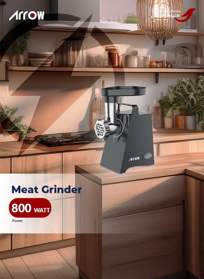 ارو مفرمة لحوم كهربائية بقوة 800 واط، وظيفة عكسية | ألواح تقطيع معدنية وتروس | شفرات من الفولاذ المقاوم للصدأ | 2.3 كجم | 3 أقراص تقطيع من سبائك معدنية (3 مم، 5 مم، 7 مم) | أداة صنع النقانق والكبة | ضوضاء منخفضة | أقدام مطاطية غير قابلة للانزلاق | اسم الموديل: RO-800MGAO - Image 2