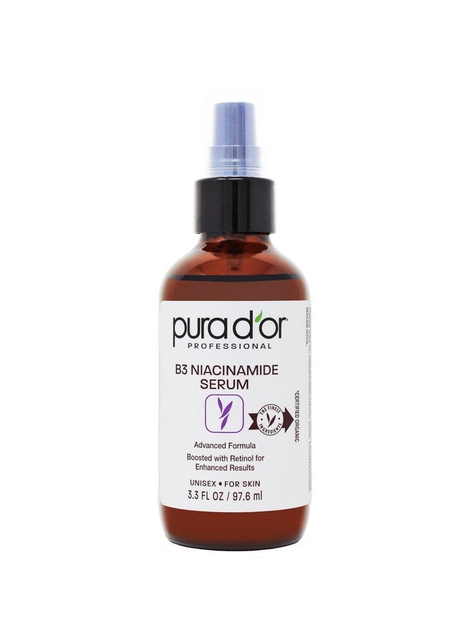 Pura d'or 3.3 Oz B3 Niacinamide Advanced Facial Serum Skin Brightening Antiaging Formula With Retinol For Wrinkles Hydration & Radiant Complexion All Skin Types Hypoallergenic Women & Men - Image 1