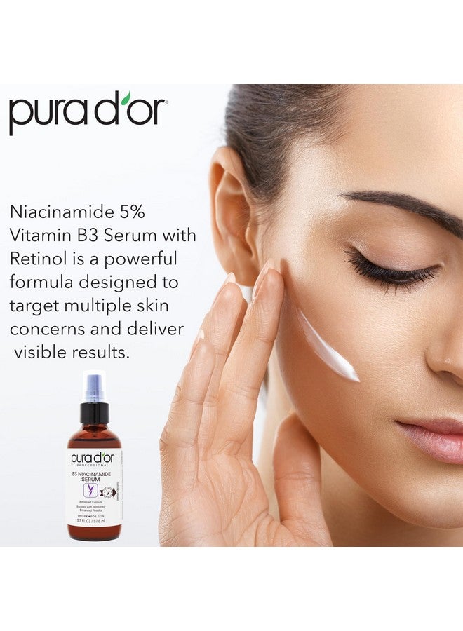 Pura d'or 3.3 Oz B3 Niacinamide Advanced Facial Serum Skin Brightening Antiaging Formula With Retinol For Wrinkles Hydration & Radiant Complexion All Skin Types Hypoallergenic Women & Men - Image 4