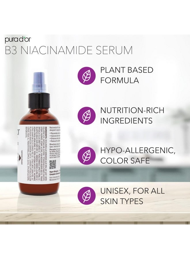 Pura d'or 3.3 Oz B3 Niacinamide Advanced Facial Serum Skin Brightening Antiaging Formula With Retinol For Wrinkles Hydration & Radiant Complexion All Skin Types Hypoallergenic Women & Men - Image 5