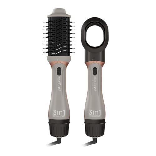 IKONIC 3 in 1 Express Styler Grey, Professional Volumizer Blow Dryer 1200 Watts Hot Air Brush for Women Innovative Air Flow Vents Mixed Styling Bristles Ceramic Titanium Tourmaline-Coated Brush Head - Image 4