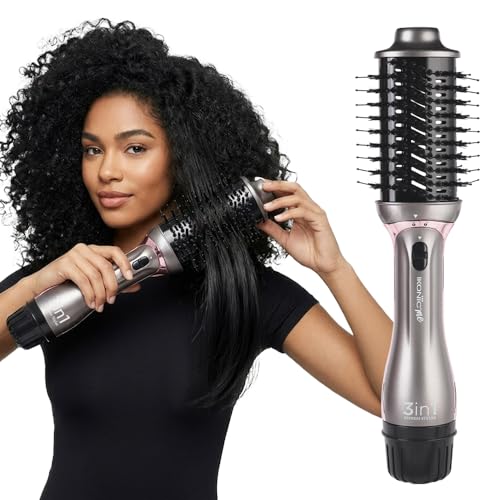 IKONIC 3 in 1 Express Styler Grey, Professional Volumizer Blow Dryer 1200 Watts Hot Air Brush for Women Innovative Air Flow Vents Mixed Styling Bristles Ceramic Titanium Tourmaline-Coated Brush Head - Image 1