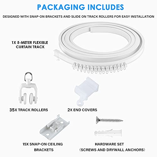 Z-COLOR Flexible Bendable Ceiling Curtain Track, Curved Ceiling Track for Curtains, Room Divider Ceiling Track Rail System 16.5 FT / 5 Meters - Image 3