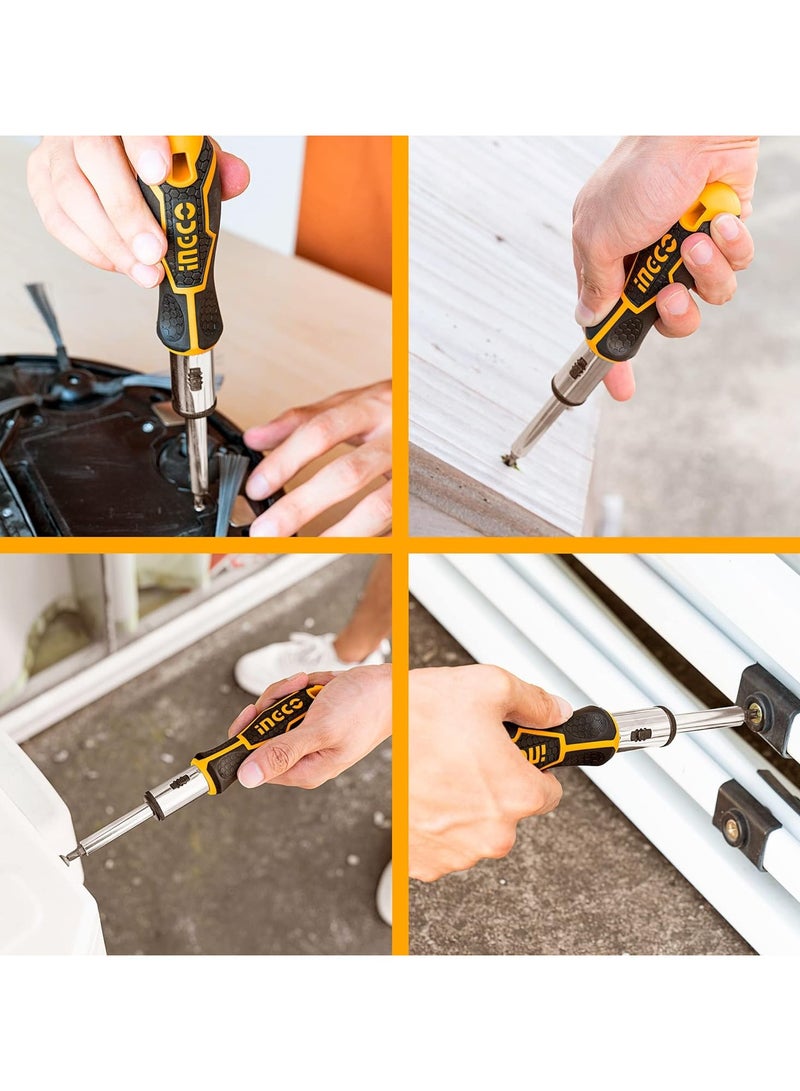 INGCO HKSDB0248 24 Pcs Screwdriver Set, 16 Pcs 6.35X25mm Screwdriver Bit, INGCO Style Ratchet Handle, High Auality Cr.V Material, Heavy duty, High Torque... - Image 2