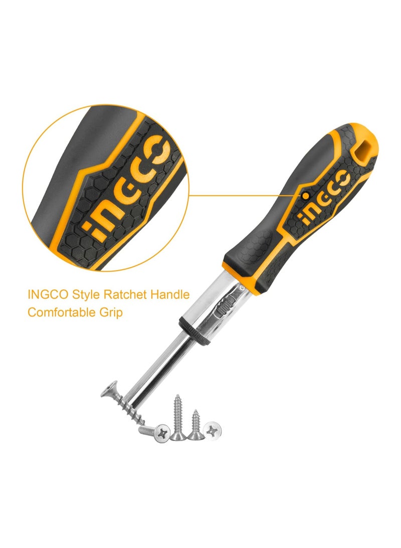 INGCO HKSDB0248 24 Pcs Screwdriver Set, 16 Pcs 6.35X25mm Screwdriver Bit, INGCO Style Ratchet Handle, High Auality Cr.V Material, Heavy duty, High Torque... - Image 5