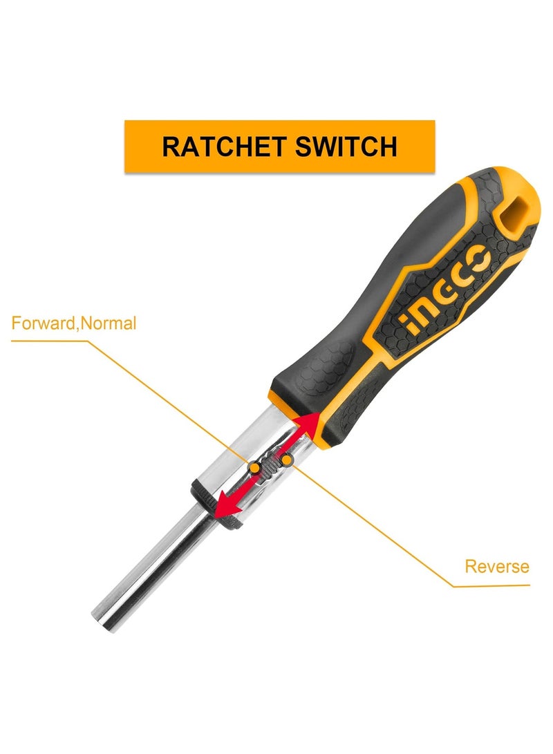 INGCO HKSDB0248 24 Pcs Screwdriver Set, 16 Pcs 6.35X25mm Screwdriver Bit, INGCO Style Ratchet Handle, High Auality Cr.V Material, Heavy duty, High Torque... - Image 4