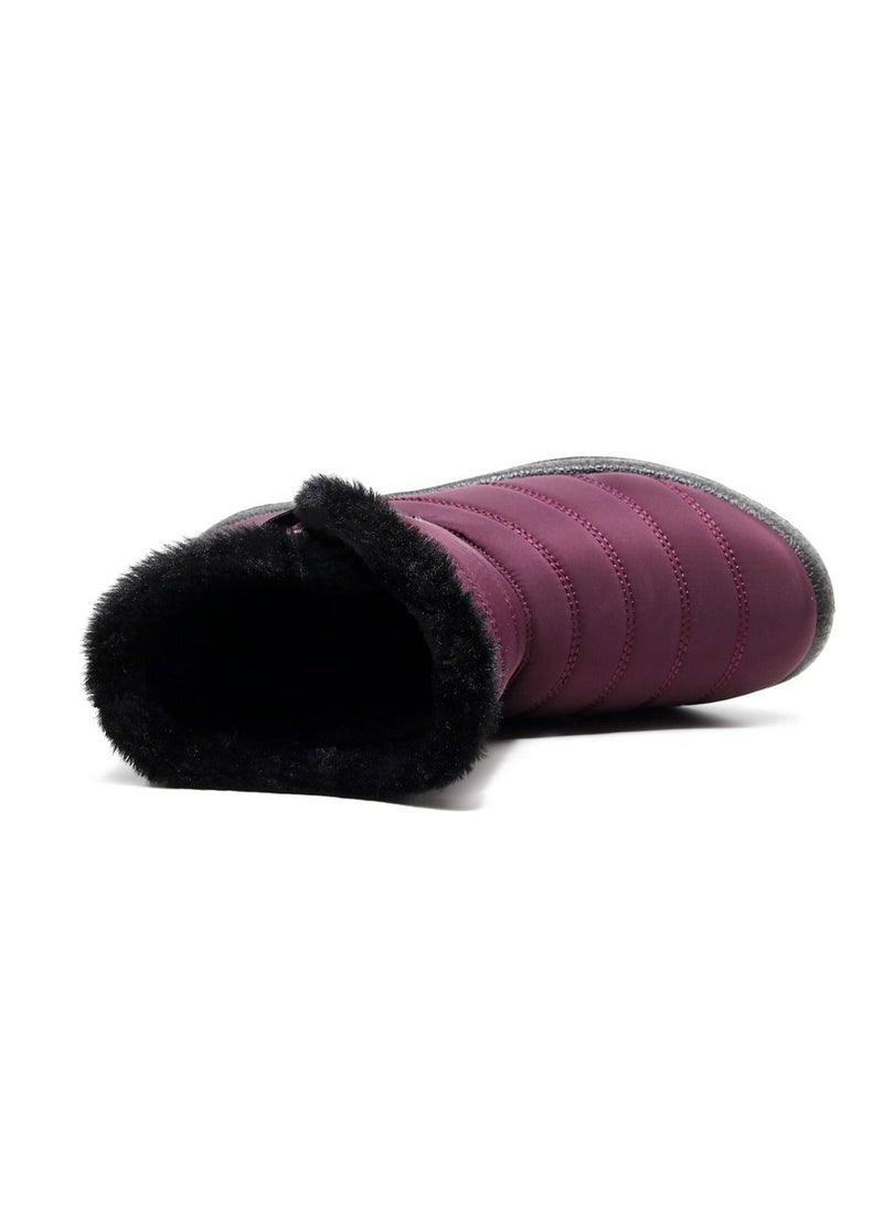 Loquat - Ankle Boots Thermal Waterproof Cotton Boots Burgundy - Image 1