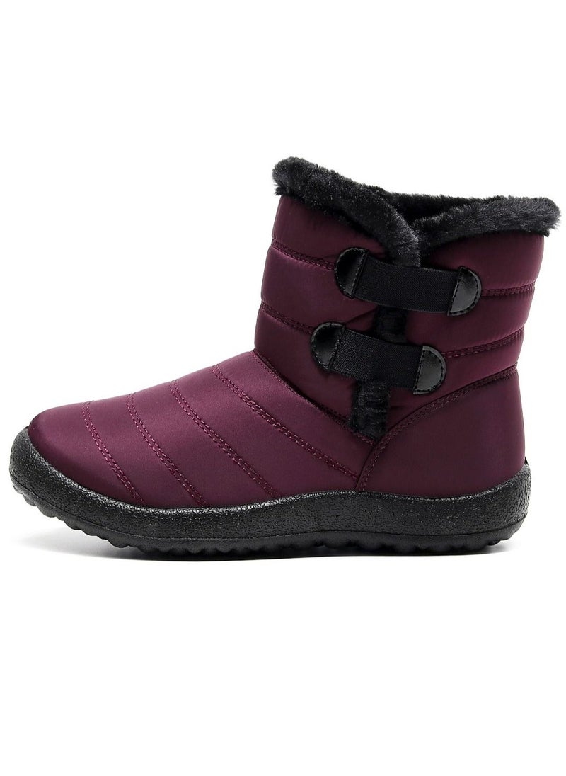 Loquat - Ankle Boots Thermal Waterproof Cotton Boots Burgundy - Image 1