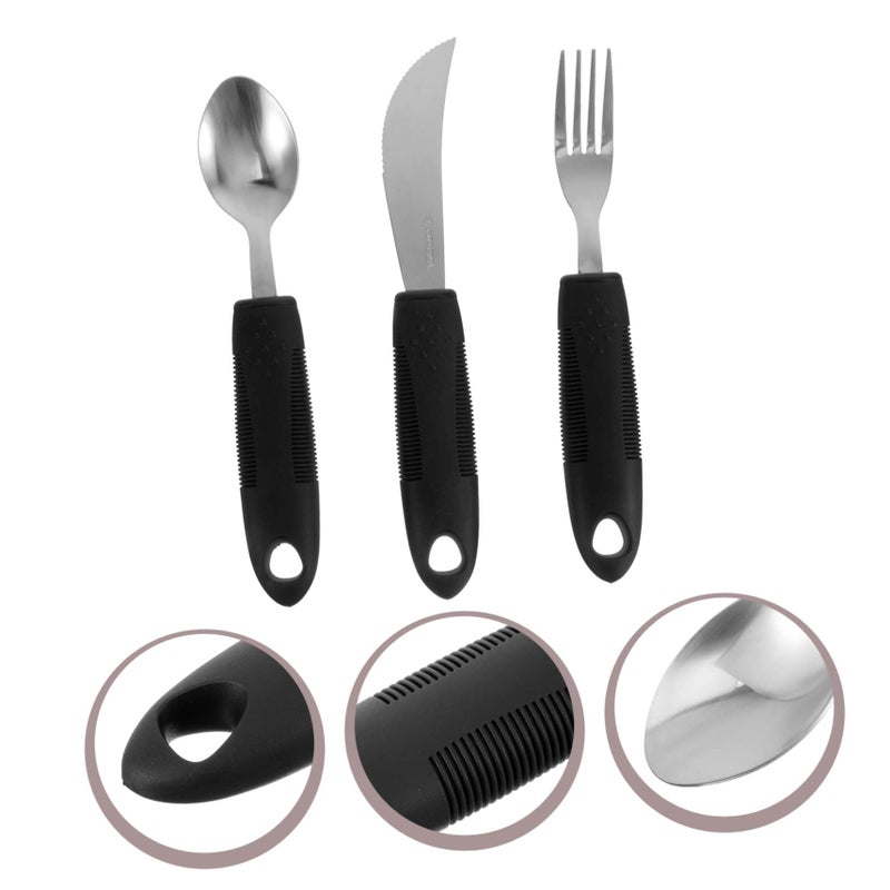 Adaptive Non Slip Cutlery Set 3Pcs Portable Utensils For Elderly Enhanced Grip - Image 4