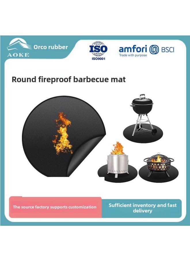 Generic - Cross-border Wholesale Outdoor Round Fireproof Barbecue Mat Oil-proof Fireproof Camping Picnic Oven Fireplace Mat Fire Pit Mat-Size:Black 39inch Round 99cm - Image 1