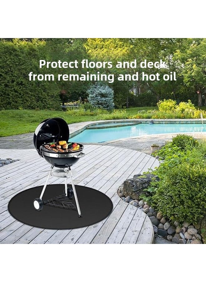 Generic - Cross-border Wholesale Outdoor Round Fireproof Barbecue Mat Oil-proof Fireproof Camping Picnic Oven Fireplace Mat Fire Pit Mat-Size:Black 39inch Round 99cm - Image 1