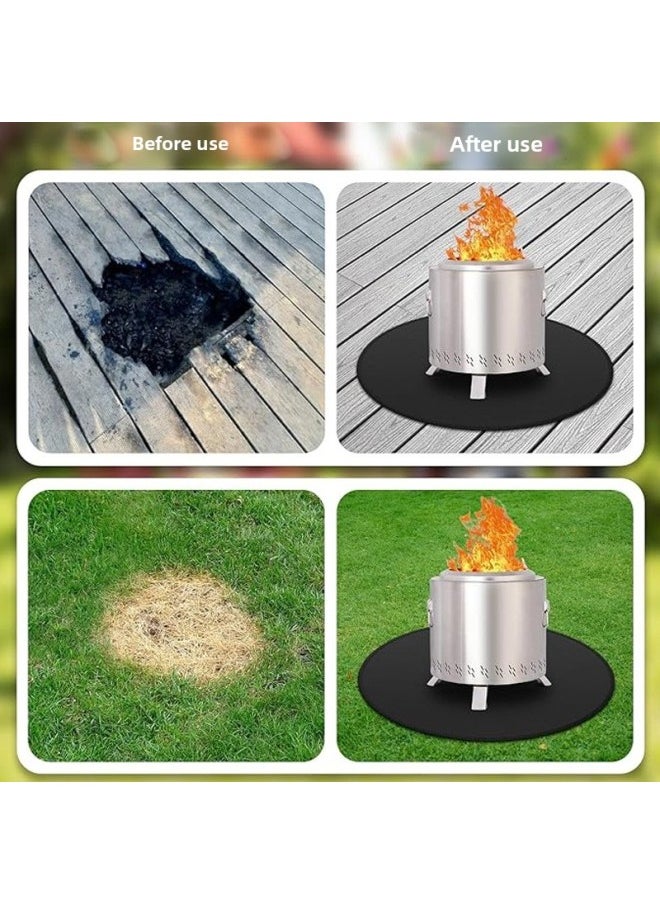 Generic - Cross-border Wholesale Outdoor Round Fireproof Barbecue Mat Oil-proof Fireproof Camping Picnic Oven Fireplace Mat Fire Pit Mat-Size:Black 39inch Round 99cm - Image 1