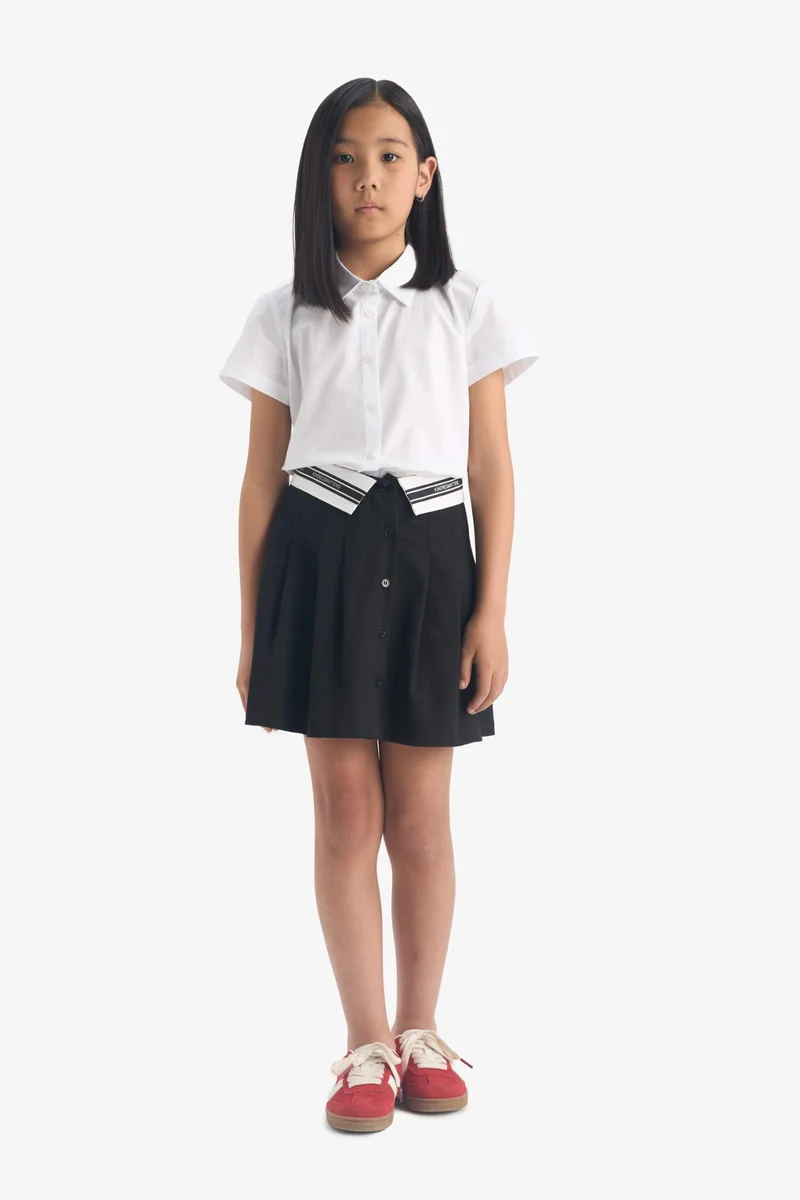 ديفاكتو Girl Poplin Short Sleeve Shirt