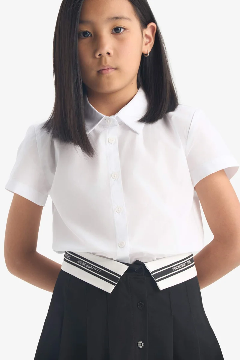 ديفاكتو Girl Poplin Short Sleeve Shirt