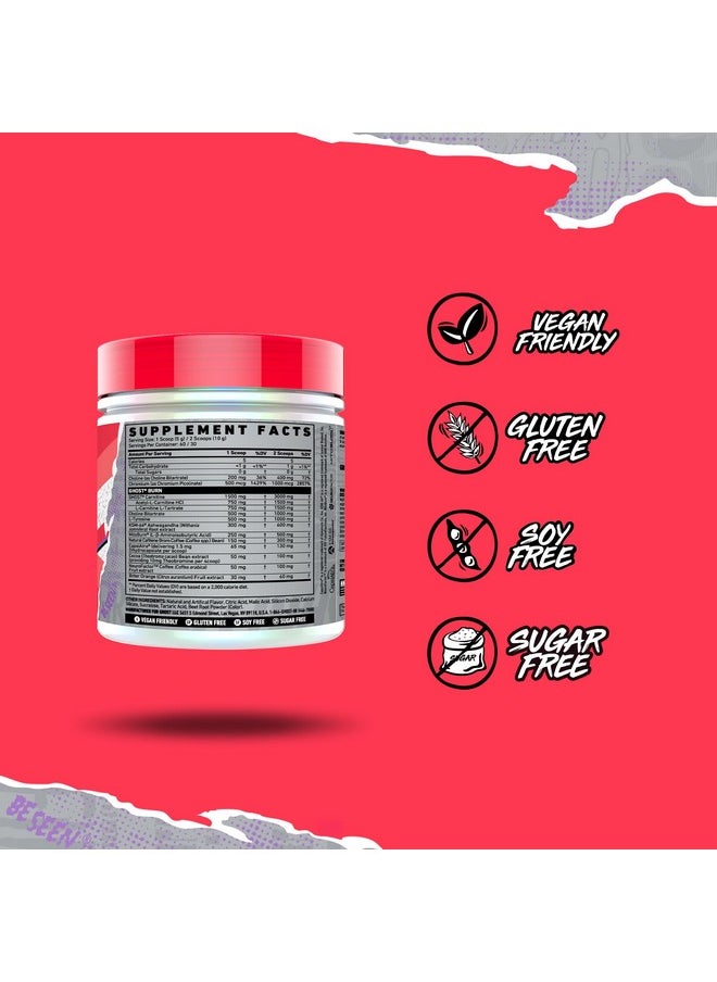 Ghost - Burn Weight Management Powder, Kiwi Strawberry (60 Servings) - Metabolism & Energy Support Supplement for Men & Women - Natural Caffeine, L-Carnitine & L-Tyrosine - Soy & Sugar-Free, Vegan - Image 1
