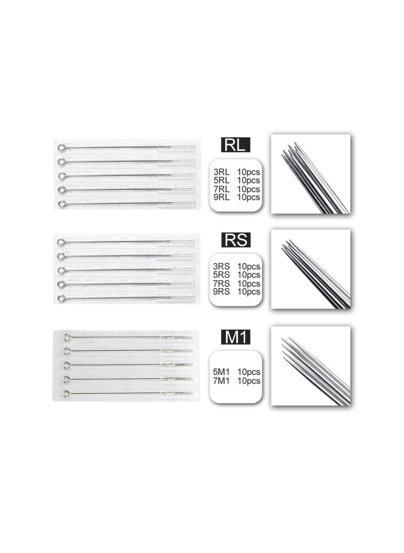 Generic - Atomus Tattoo Needles & Cartridges Set 100pcs Disposable Mixed Tattoo Needles & 100pcs Assorted Tattoo Needles Tubes - Image 1