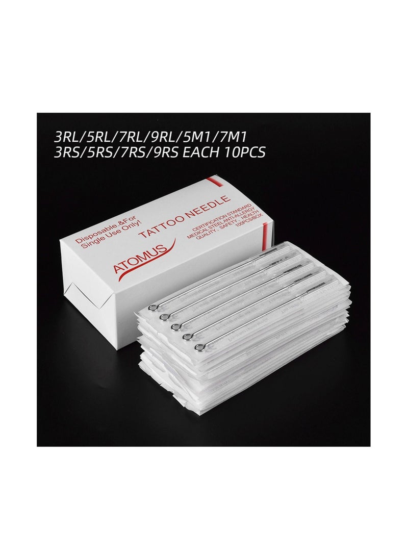 Generic - Atomus Tattoo Needles & Cartridges Set 100pcs Disposable Mixed Tattoo Needles & 100pcs Assorted Tattoo Needles Tubes - Image 1