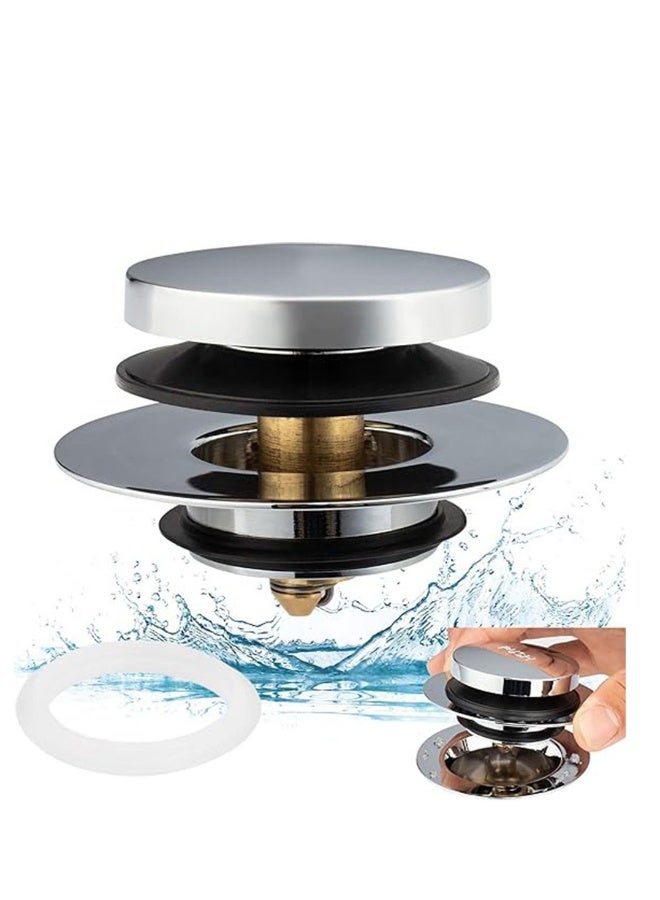 Universal Tip Toe Bath Drain Stopper and Cover, Bathtub Drain Stopper, Replaces Lift and Turn, Tip-Toe and Trip Lever drains for Tub, EZ Installation and Clearing, Easy Installation (Chrome Plated) - Image 1