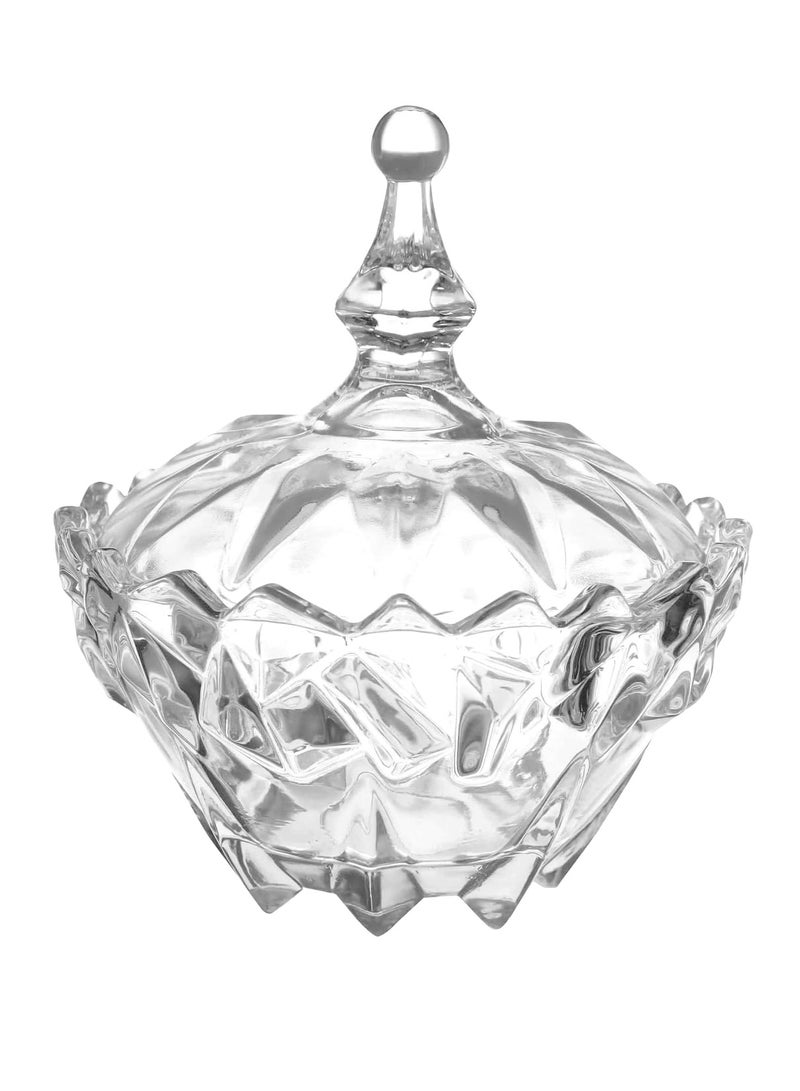 Candy Server, Sugar Bowl | Sugar Bowl with Clear Glass Lid with Ribbed Wall and Stylish Shape | Container Jar for Candy Buffet  - Image 1