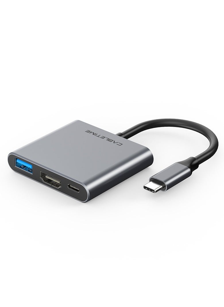 CABLETIME - CABLETIME 3-IN-1 4K USB C Multiport Adapter, 4K HDMI, 100W Power Delivery, USB 3.0 Data Port, Fast Charging, 5Gbps Transfer Speed, Wide Compatability, RoHS Compliance, 2-Years Warranty - Image 1