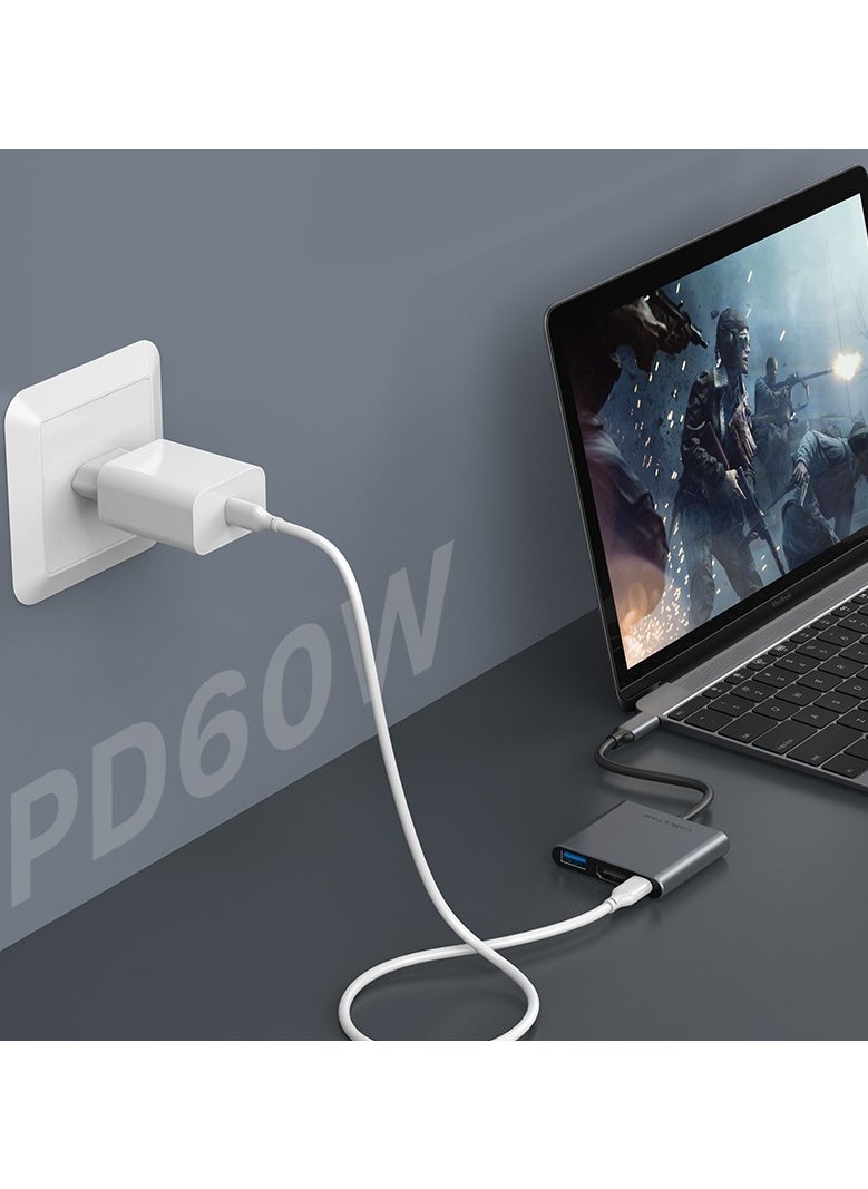 CABLETIME - CABLETIME 3-IN-1 4K USB C Multiport Adapter, 4K HDMI, 100W Power Delivery, USB 3.0 Data Port, Fast Charging, 5Gbps Transfer Speed, Wide Compatability, RoHS Compliance, 2-Years Warranty - Image 1