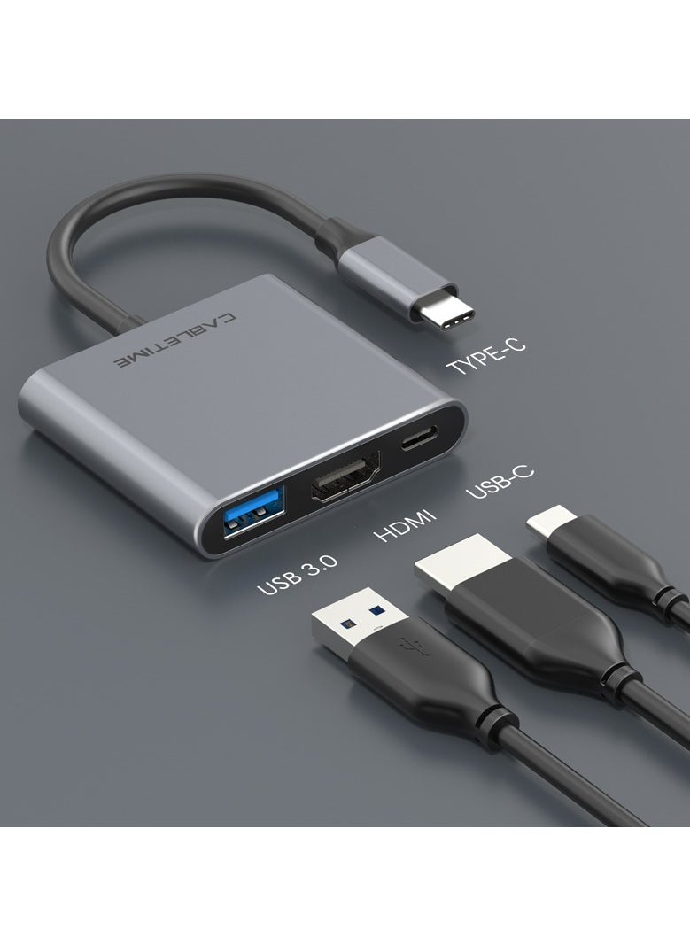 CABLETIME - CABLETIME 3-IN-1 4K USB C Multiport Adapter, 4K HDMI, 100W Power Delivery, USB 3.0 Data Port, Fast Charging, 5Gbps Transfer Speed, Wide Compatability, RoHS Compliance, 2-Years Warranty - Image 1