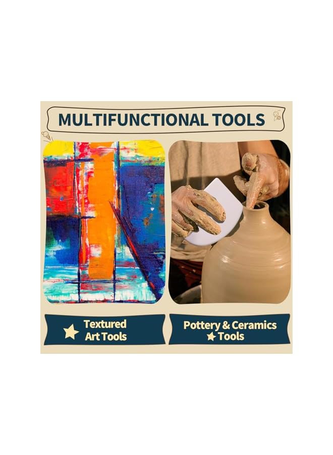 S-TOP Cake Scraper and SmoSet - 7 Pcs Dough and Bowl Scraper Cutters, Icing Tool Set for Bread, Cake, and Fondant - Image 3