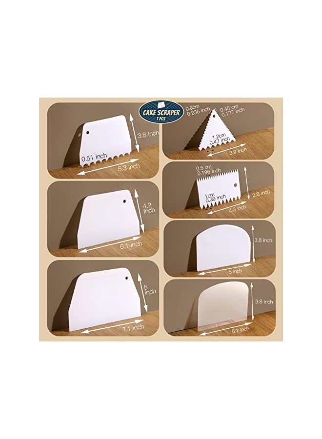 S-TOP Cake Scraper and SmoSet - 7 Pcs Dough and Bowl Scraper Cutters, Icing Tool Set for Bread, Cake, and Fondant - Image 4