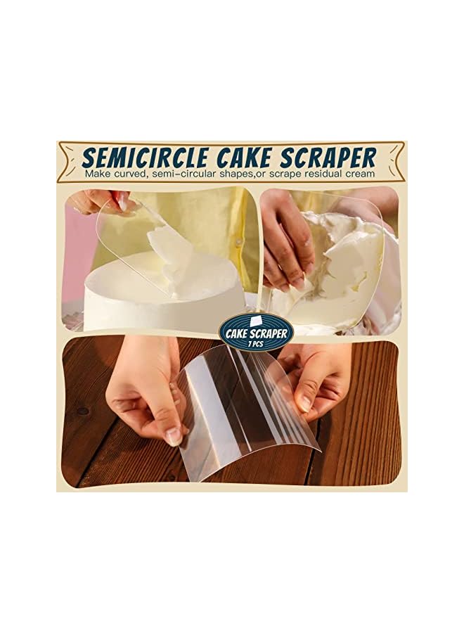 S-TOP Cake Scraper and SmoSet - 7 Pcs Dough and Bowl Scraper Cutters, Icing Tool Set for Bread, Cake, and Fondant - Image 2