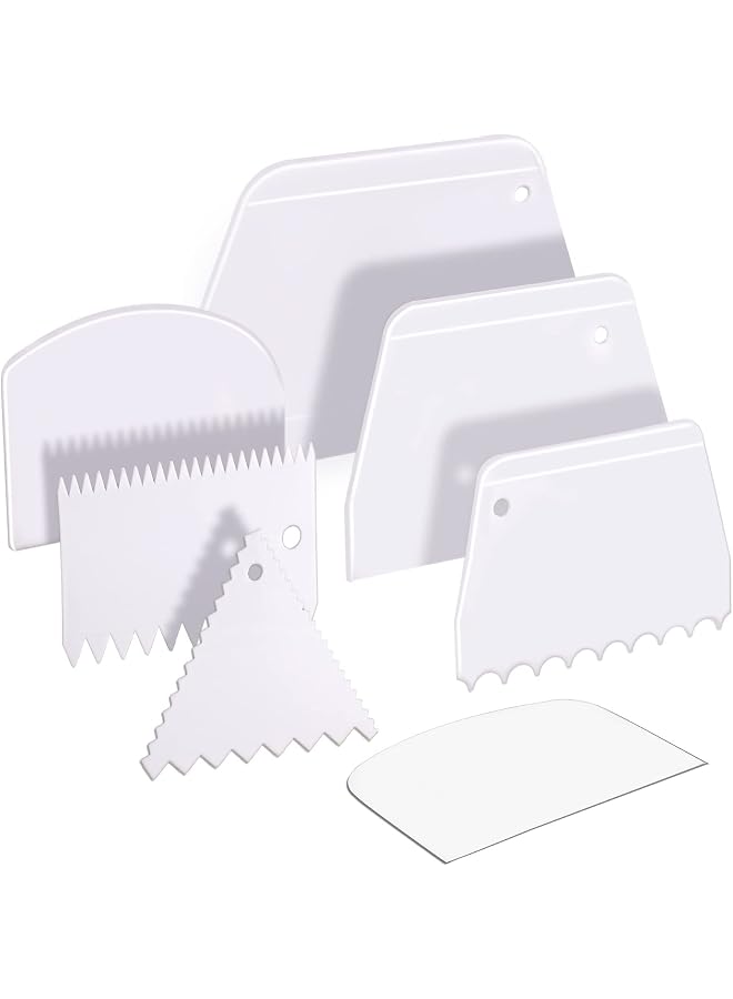 S-TOP Cake Scraper and SmoSet - 7 Pcs Dough and Bowl Scraper Cutters, Icing Tool Set for Bread, Cake, and Fondant - Image 1