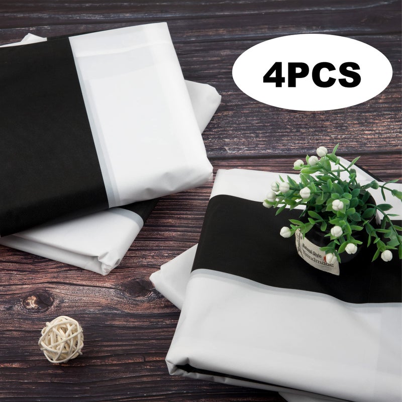peony man 4 Pieces Black and White Striped Tablecloth Plastic Stripe Table Cover Waterproof Rectangle Tablecloth for Holiday Party Picnic Decoration - Image 4